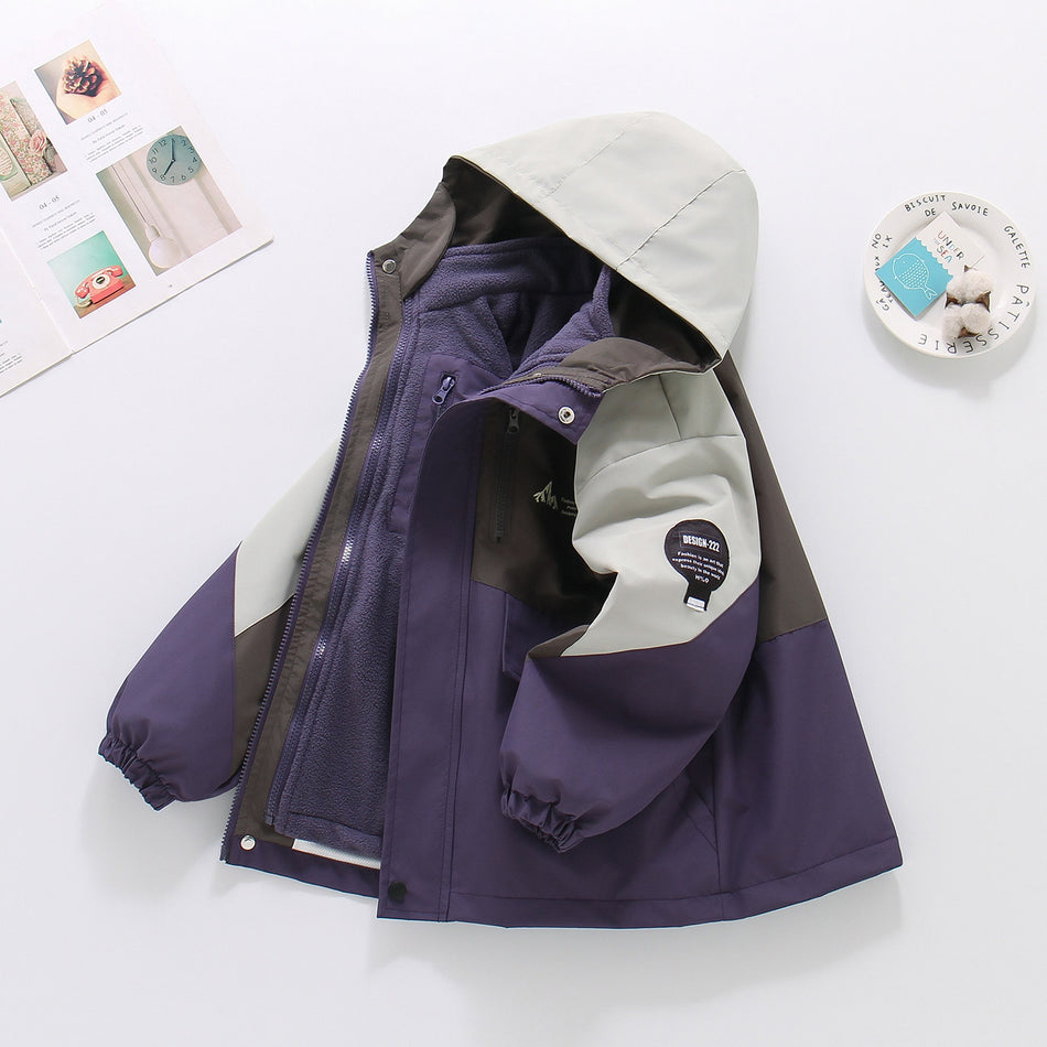 Boys' 3-in-1 Detachable Fleece Mid-Length Jacket