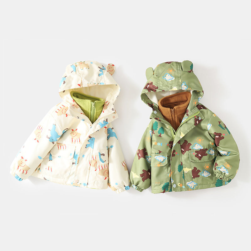 Unisex 3-in-1 Full-Print Detachable Outdoor Jacket Set