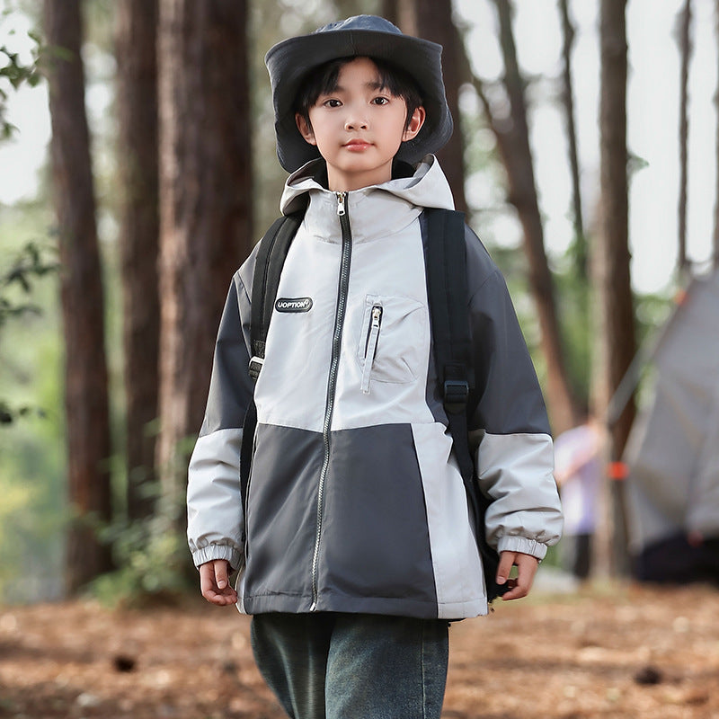 Boys' Waterproof Hooded Jacket with Detachable Polar Fleece Liner