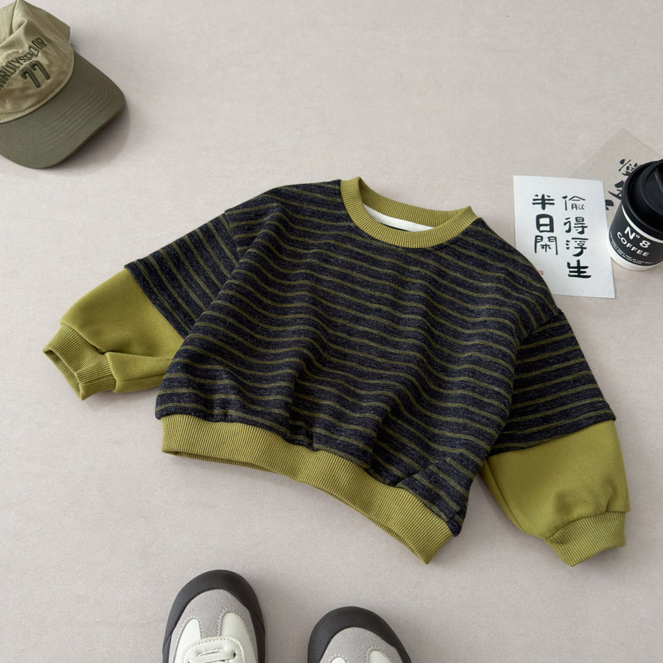 Unisex Cotton Striped Pullover Sweatshirt