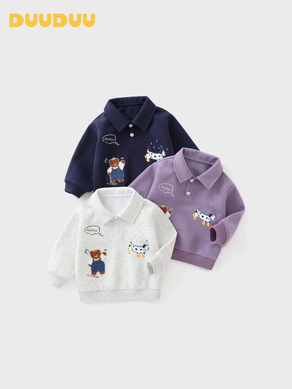 Unisex Cotton-Blend Fleece POLO Sweatshirt
