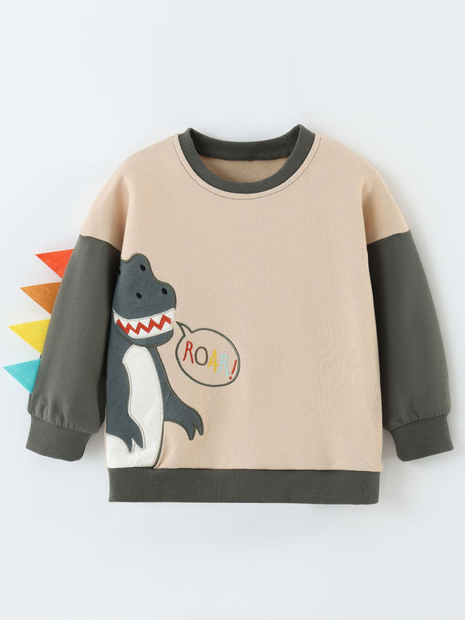 Boys' 100% Cotton Dinosaur Pullover Sweatshirt