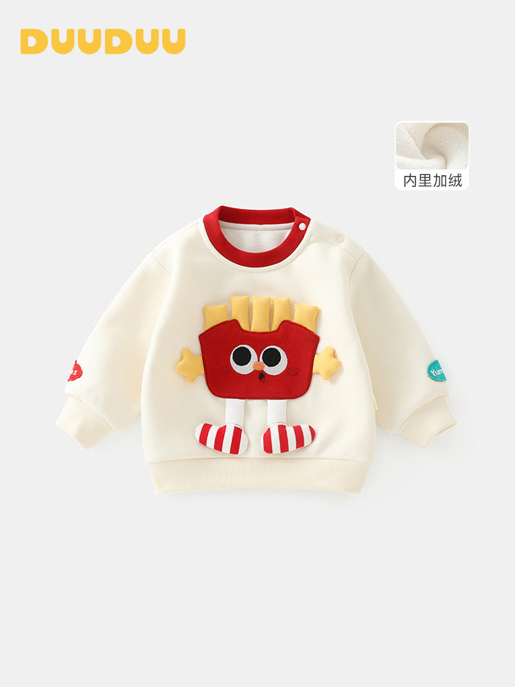 Unisex Infant Korean Thickened Fleece Pullover