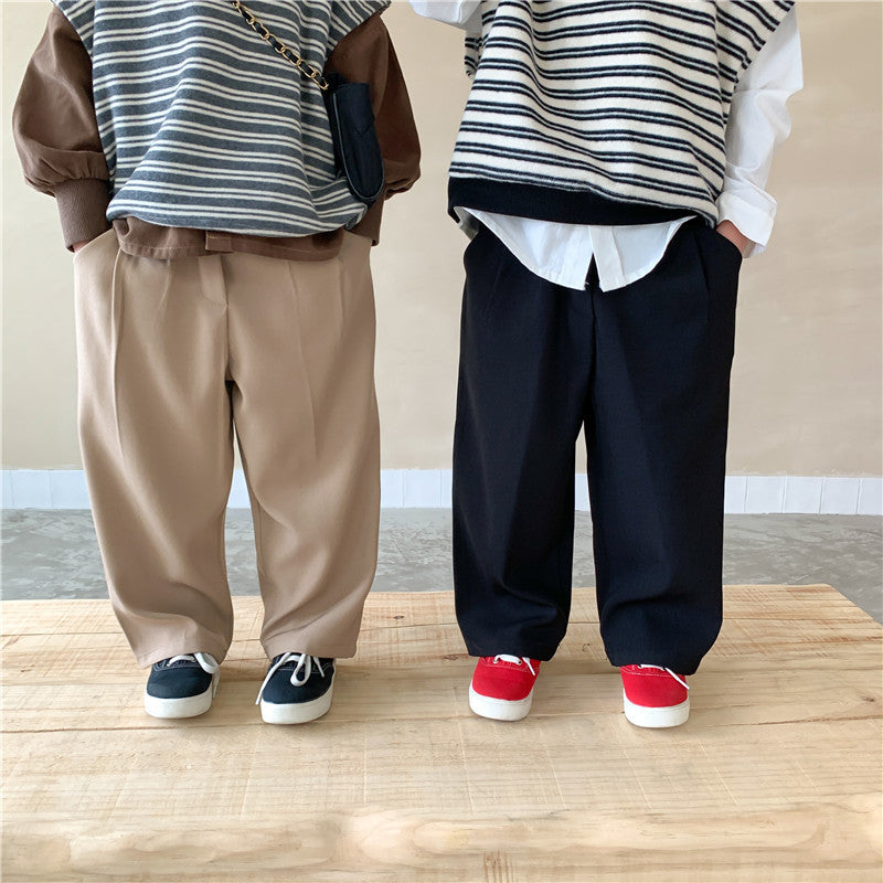 Unisex Cotton Blend Straight-Leg Suit Pants
