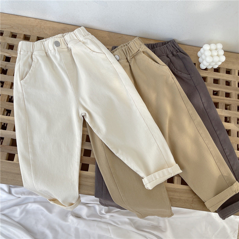 Unisex Korean Style Solid Color Harem Trousers