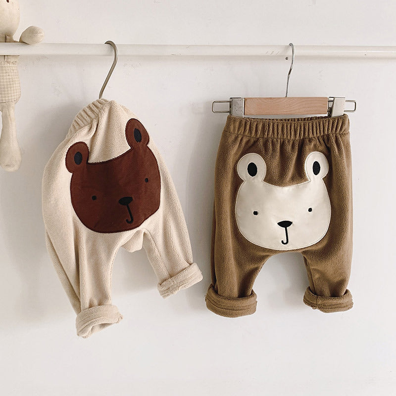 Unisex Class A Cotton Fleece Bear Pants
