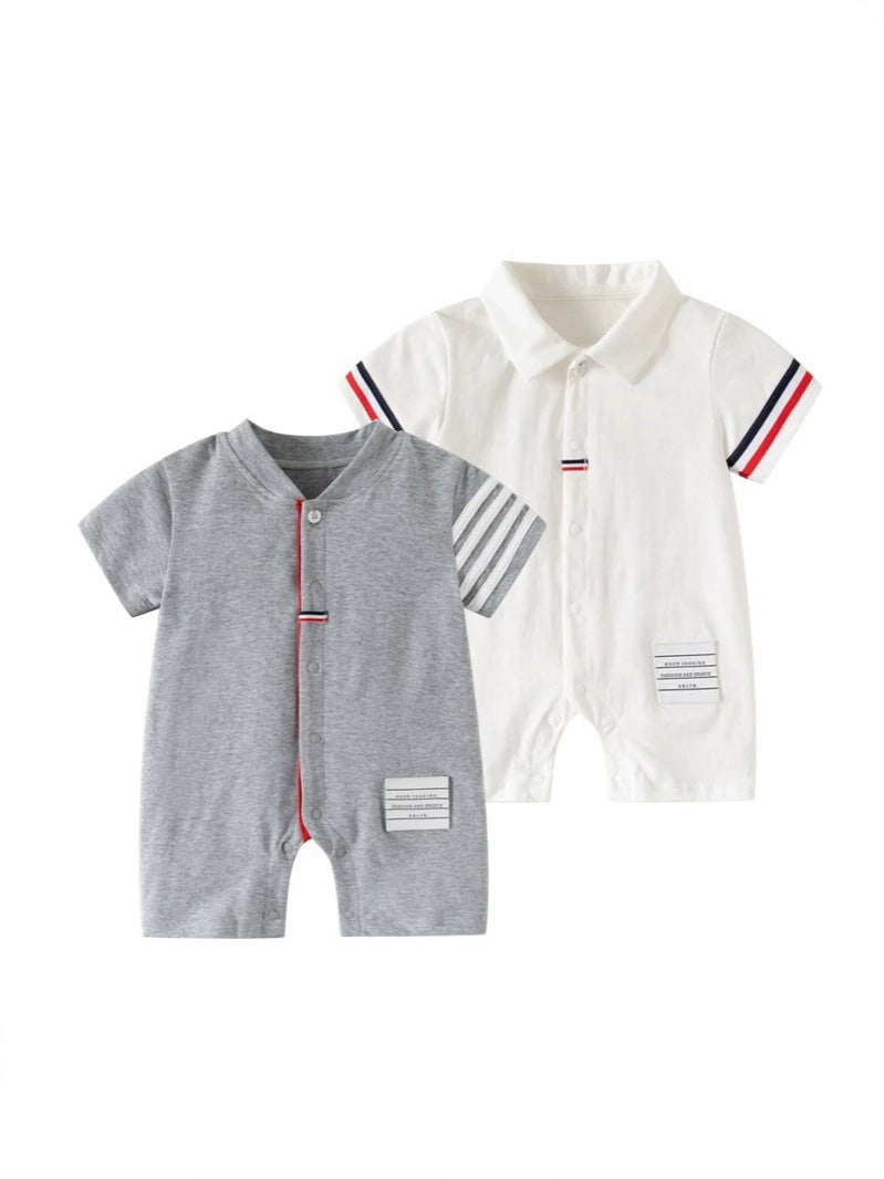 Boys Cotton Fake Suspenders Summer Romper
