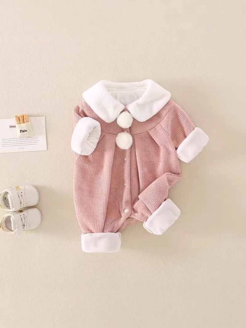 Unisex Class A Cotton Fleece Double Ball Romper