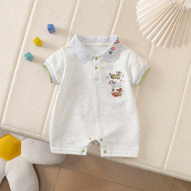 Boys' Class A Cotton Three Puppies Polo Romper