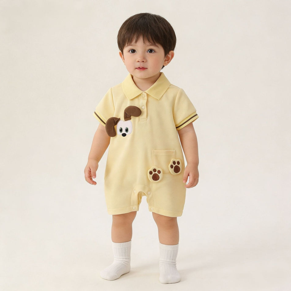 Boys' Class A Cotton Lapel Puppy Short Romper