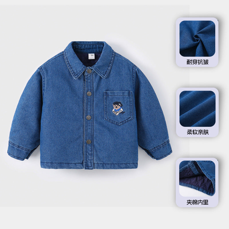 Unisex Class B Thickened Cartoon Denim Jacket