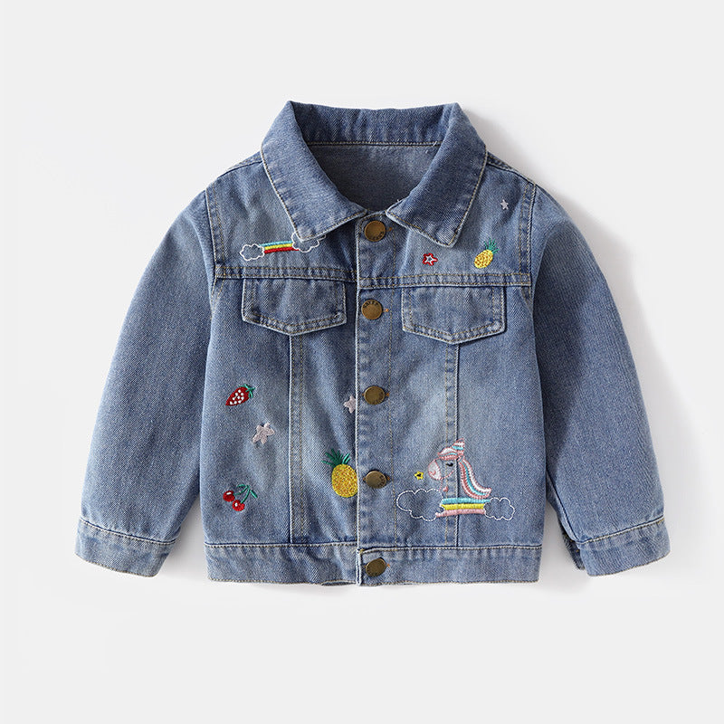 Unisex Class B Rainbow Fruit Denim Jacket