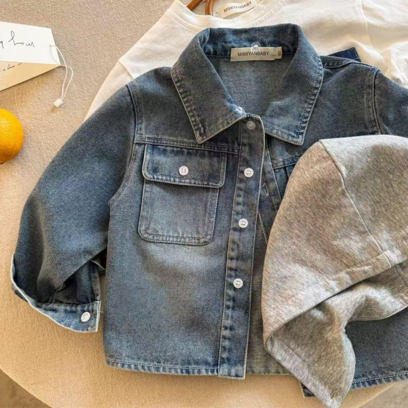 Unisex Class A Korean Detachable Hood Denim Jacket
