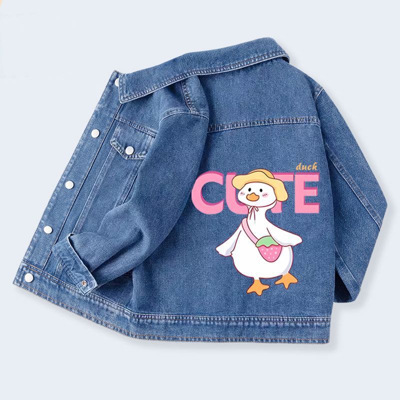 Unisex Class A Korean Cute Duck Denim Jacket
