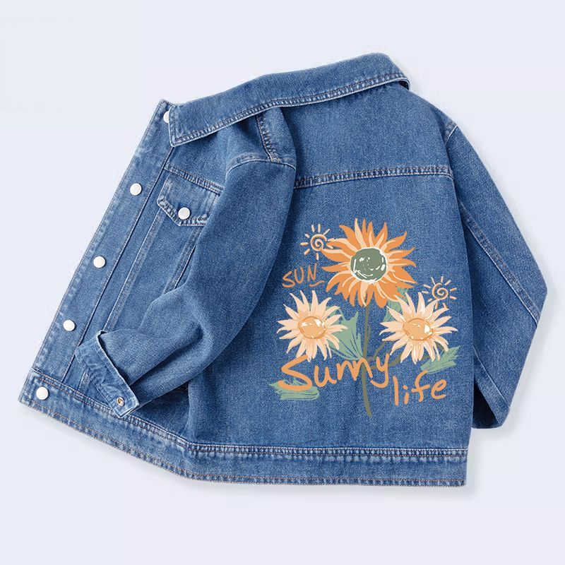 Unisex Sunflower Graffiti Denim Jacket
