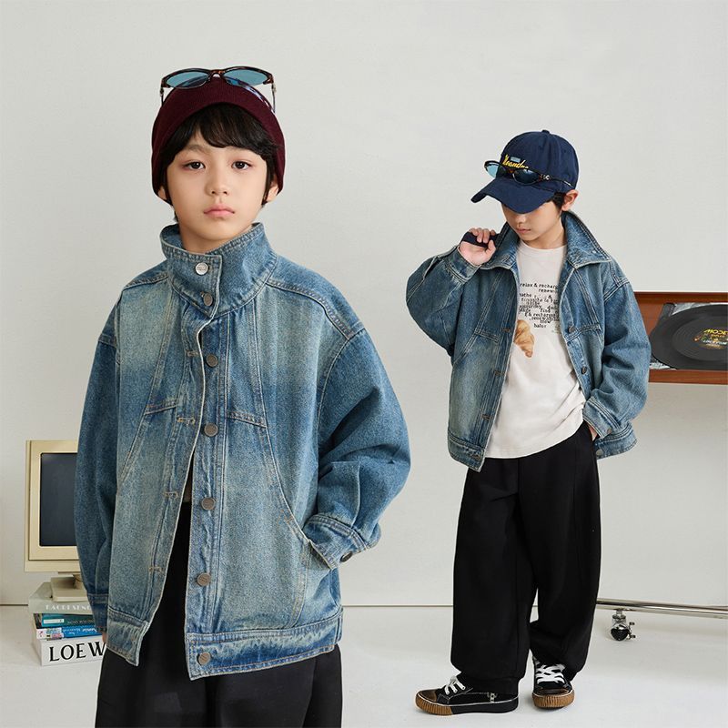 Boys' Class A Korean Casual Blue Denim Jacket