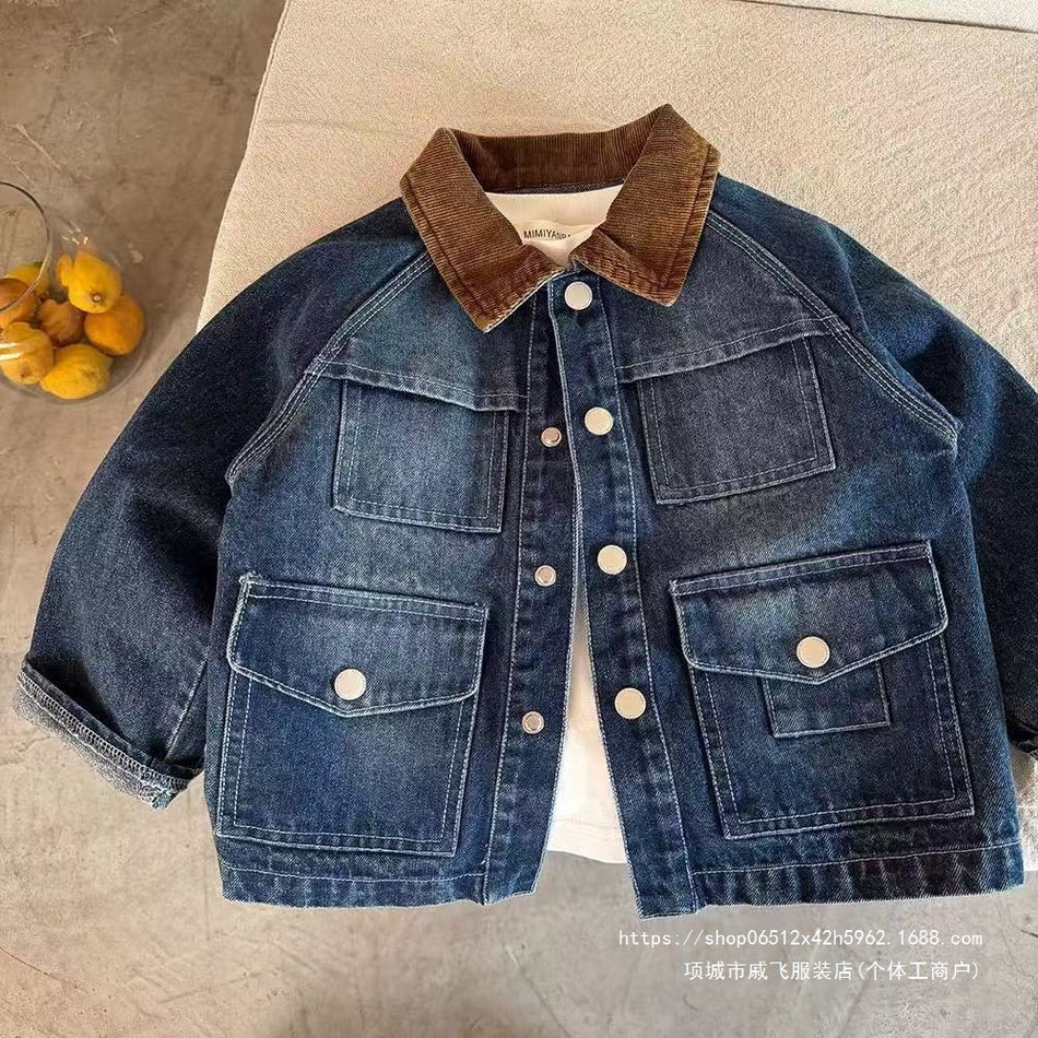 Unisex Class A Korean Soft Pocket Denim Jacket