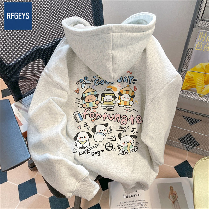 Unisex American Retro Printed Hooded Sweatshirt