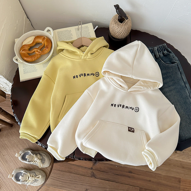 Boys' Korean Letter Fleece Hoodie
