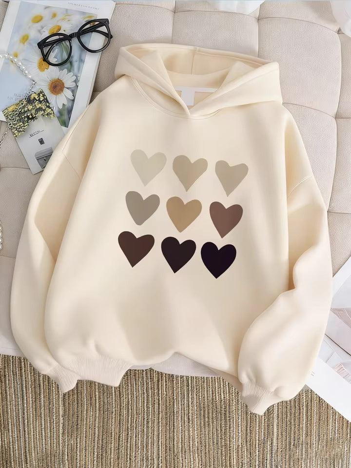 Unisex Cute Harajuku Heart Fleece Hoodie