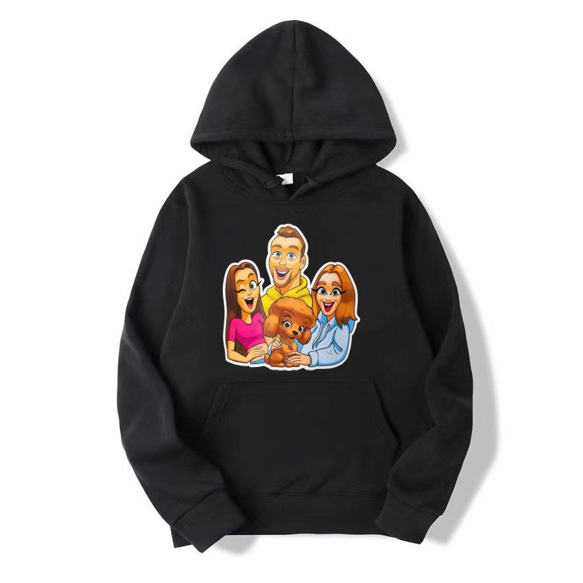 Unisex Class A Cute Cartoon Fleece Hoodie