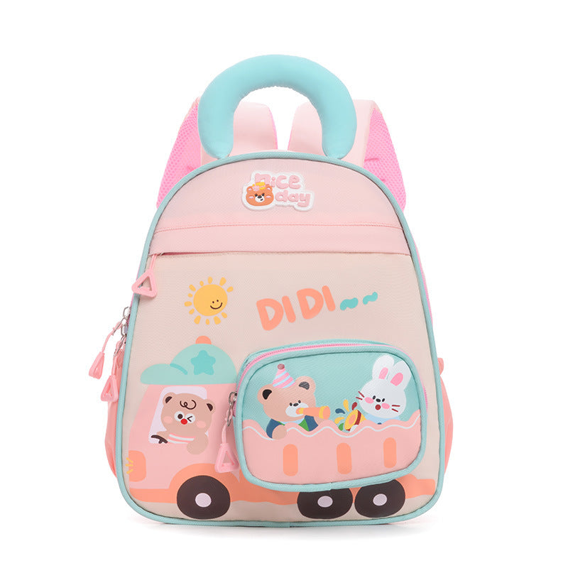 Cute Cartoon Kindergarten Backpack with Curved Shoulder Straps