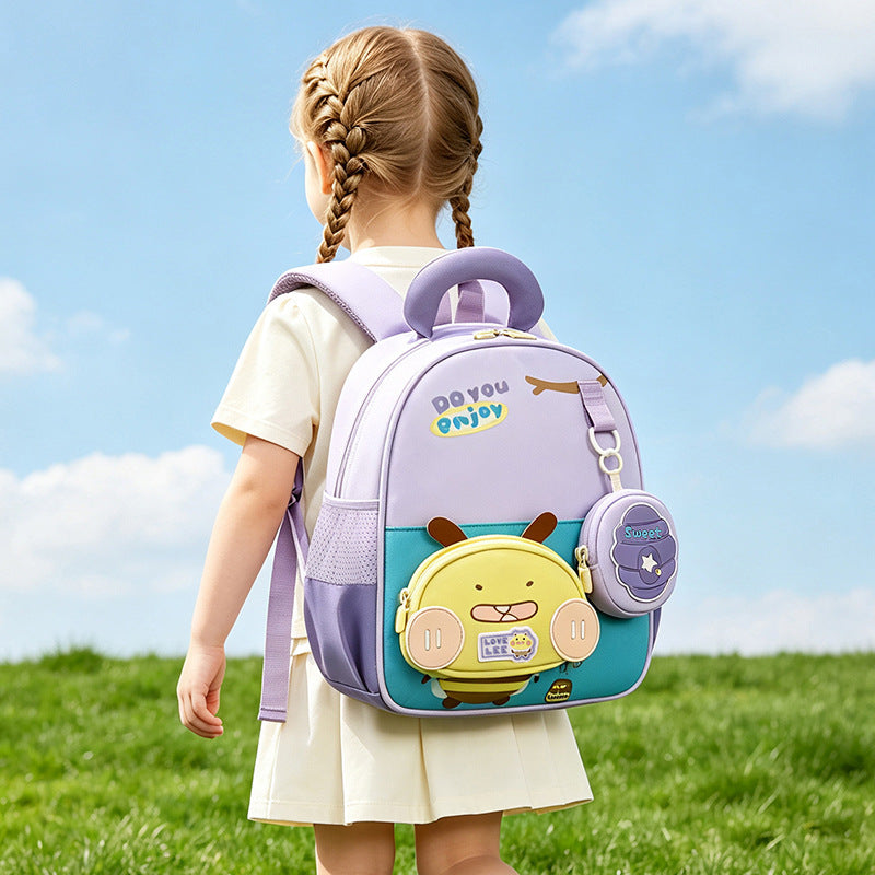 Cute Cartoon Nylon Preschool Backpack with Curved Shoulder Straps