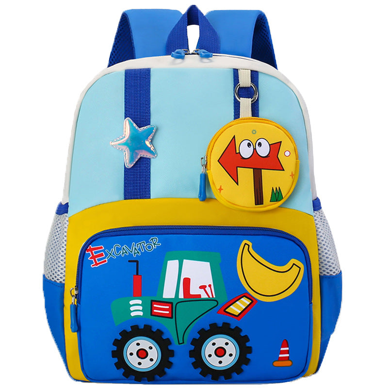 Cute Engineering Vehicle Cartoon Kindergarten Backpack for Kids