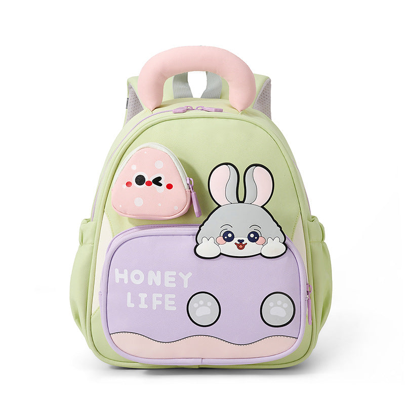 Cute Cartoon Nylon Kindergarten Backpack with Curved Shoulder Strap