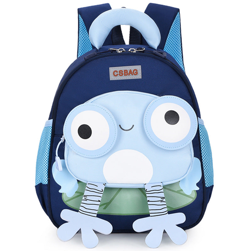 Cute Frog Oxford Fabric Kindergarten Backpack with Curved Straps