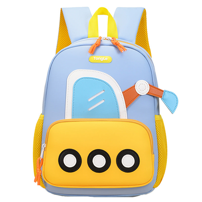 Cute Excavator Oxford Fabric Kindergarten Backpack with Curved Straps