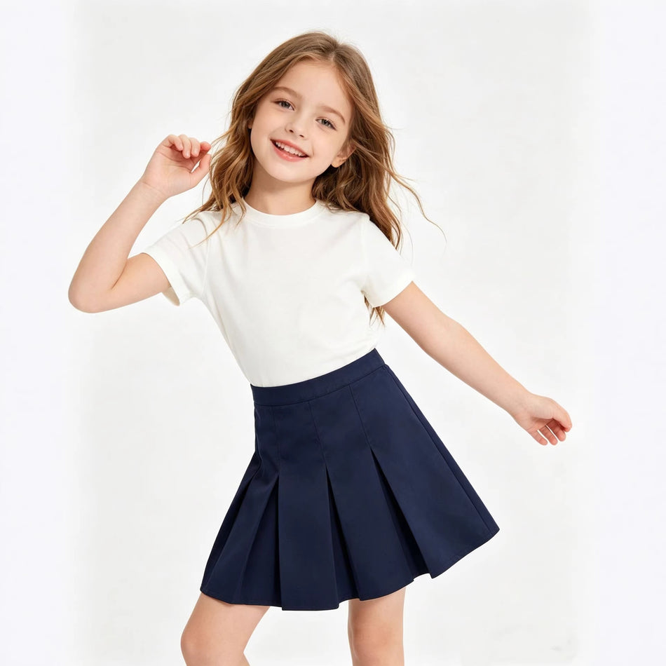 Unisex Class A Elastic Waist Pleated Skirt