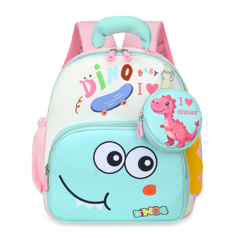 Cute Dinosaur Kindergarten Backpack with Curved Shoulder Straps