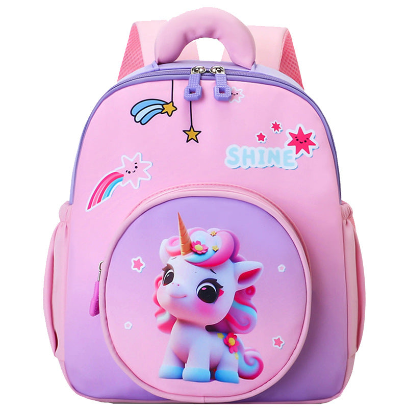 Cute Cartoon Nylon Kindergarten Backpack with Curved Shoulder Strap