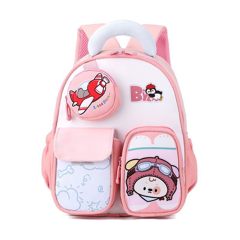 Cute Cartoon Nylon Kindergarten Backpack with Curved Shoulder Strap