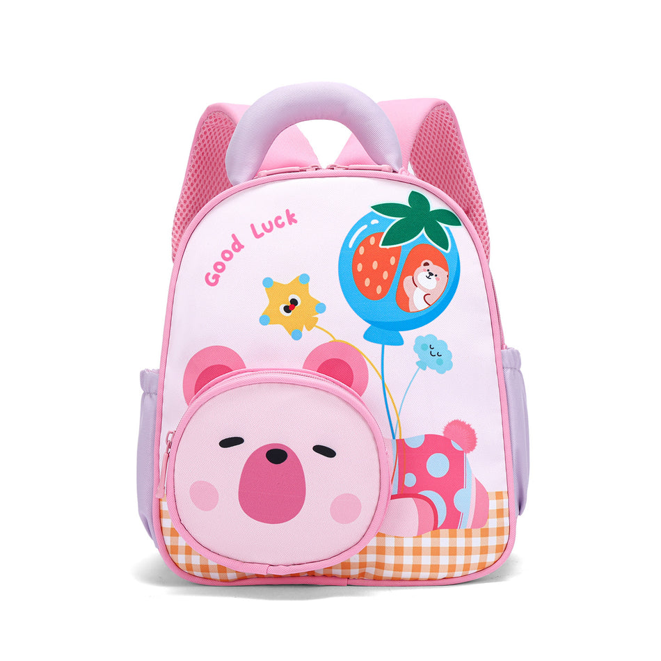 Cute Bear Nylon Kindergarten Backpack with Curved Shoulder Straps
