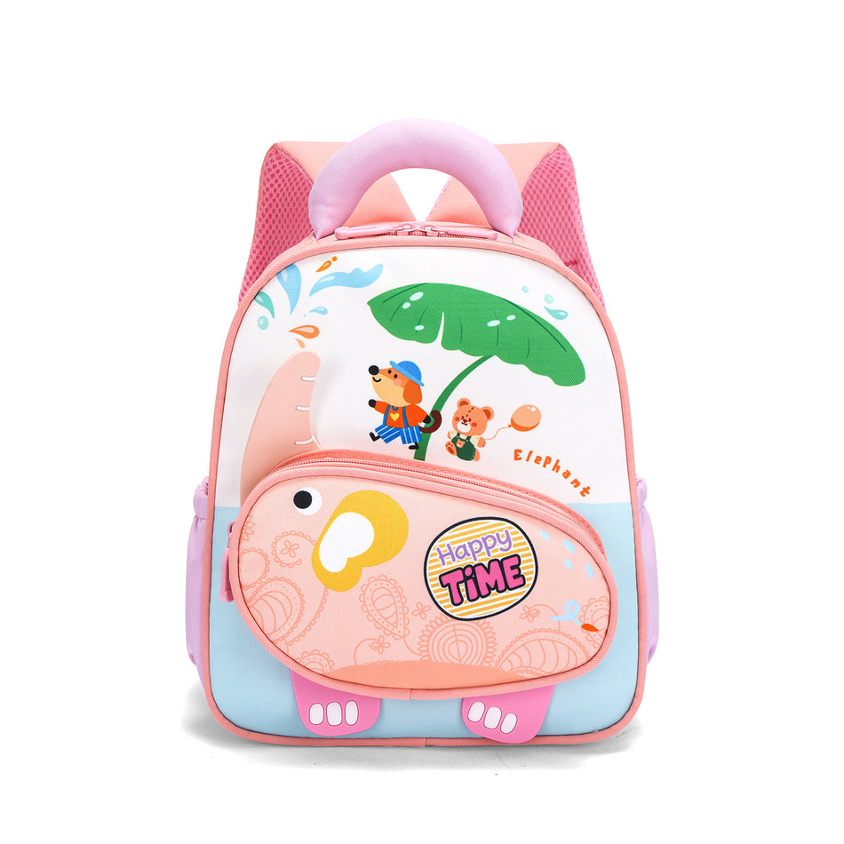 Cute Elephant Nylon Kindergarten Backpack with Curved Straps