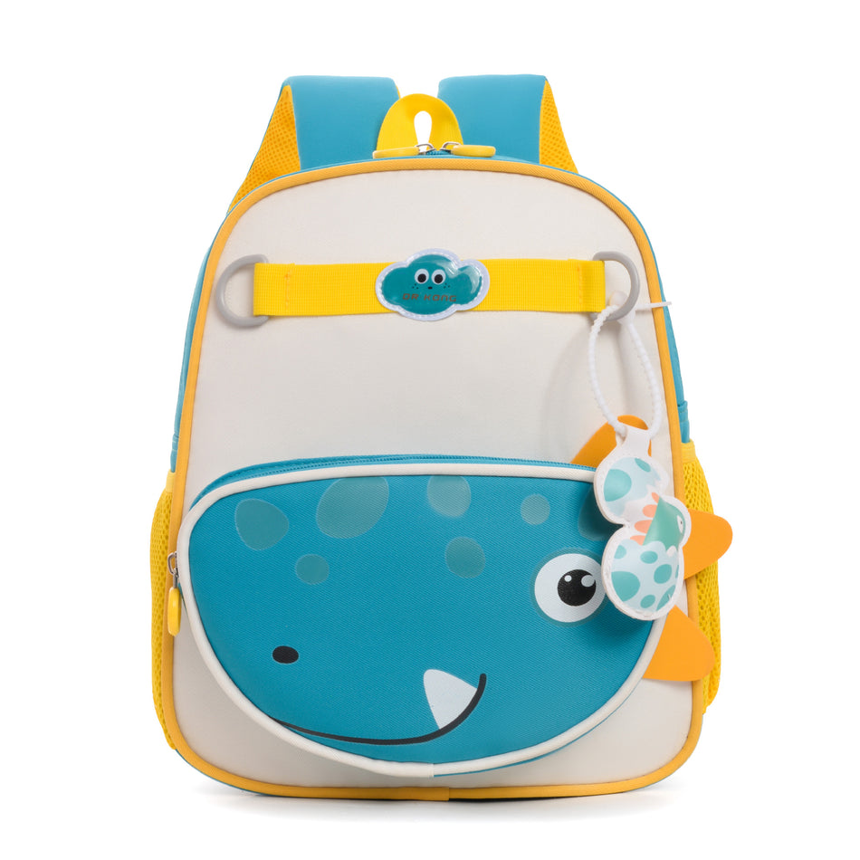 Lightweight Nylon Geometric Kindergarten Backpack with Curved Straps