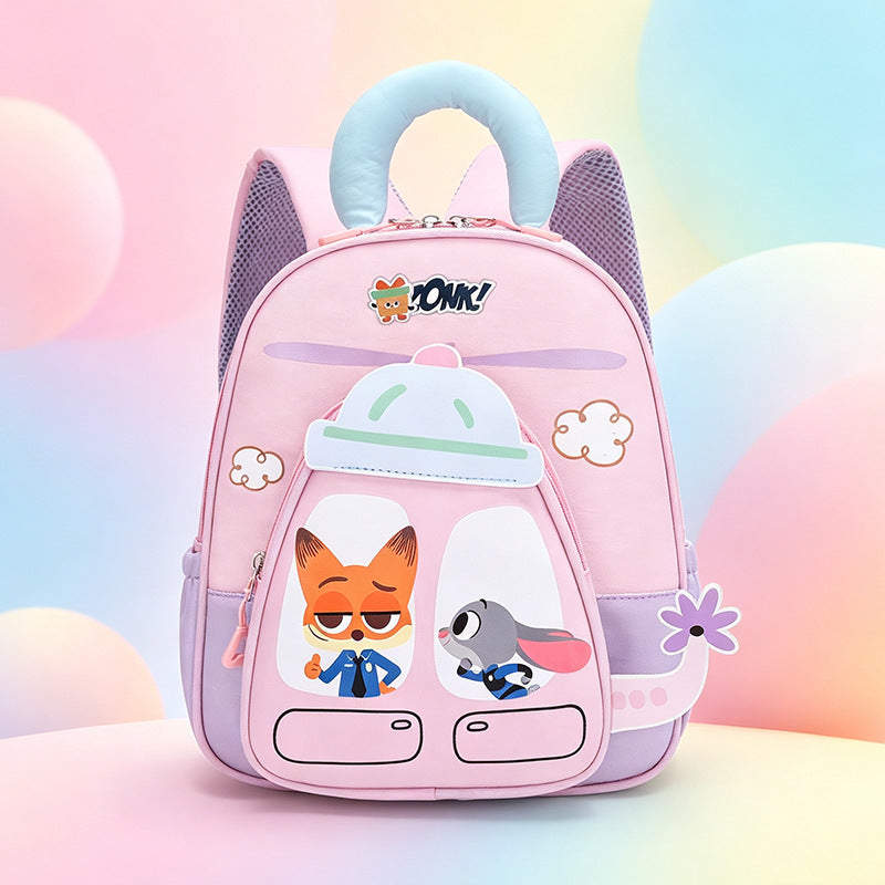 Cute Cartoon Nylon Kindergarten Backpack with Curved Shoulder Straps