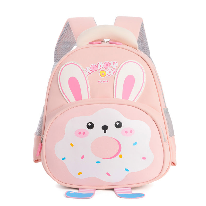 Cute Rabbit Nylon Kindergarten Backpack with Curved Shoulder Straps