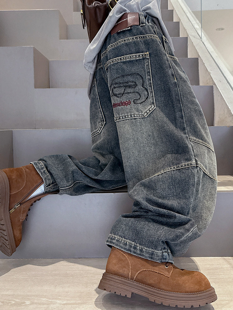 Boys' Casual Brushed Cotton Loose Denim Pants