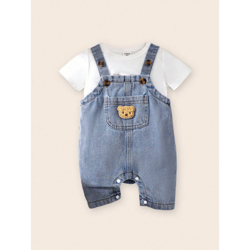 Baby Boys' Vintage Cartoon Denim Short Jeans