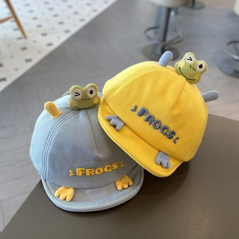 Baby Cotton Frog Embroidered Peaked Cap Soft Brim Sun Protection Hat