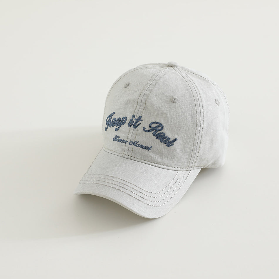 Acrylic Letter Embroidered Baseball Cap Soft Top Short Brim Hat