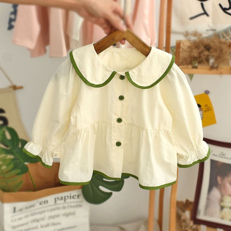 Baby Apricot Long-Sleeve Forest Doll-Collar Shirt