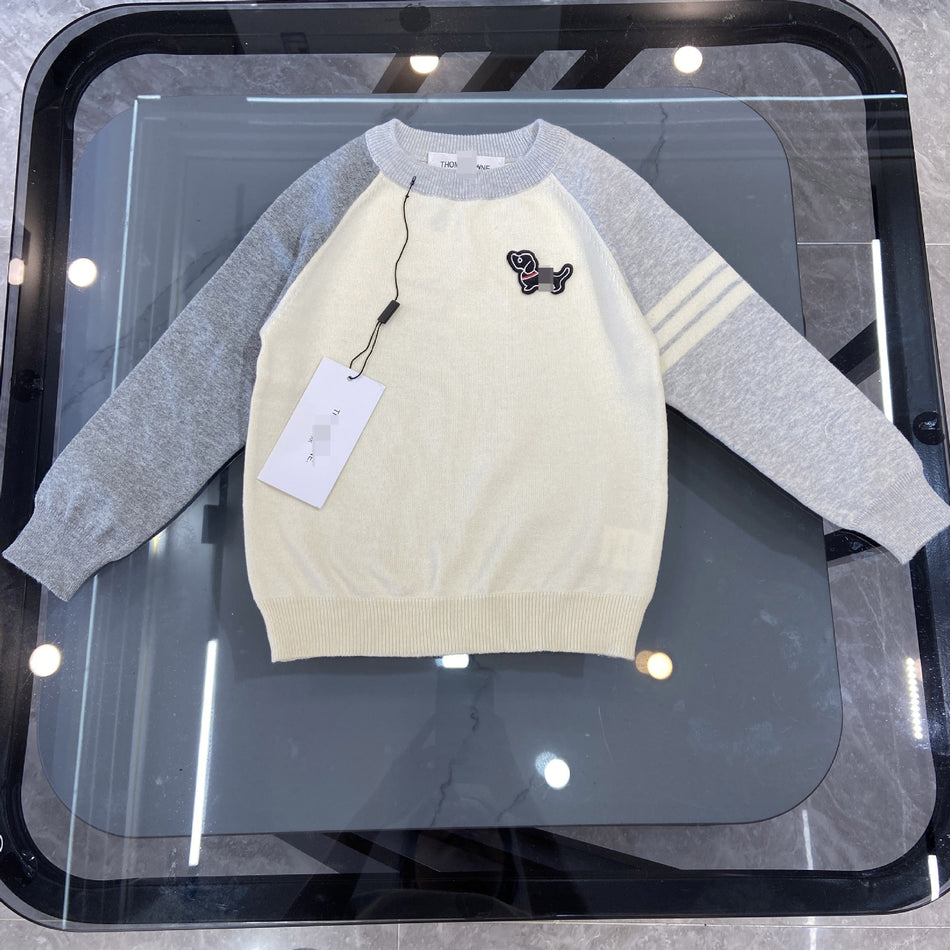 Unisex Cartoon Color-Block Crewneck Soft Cotton Sweater