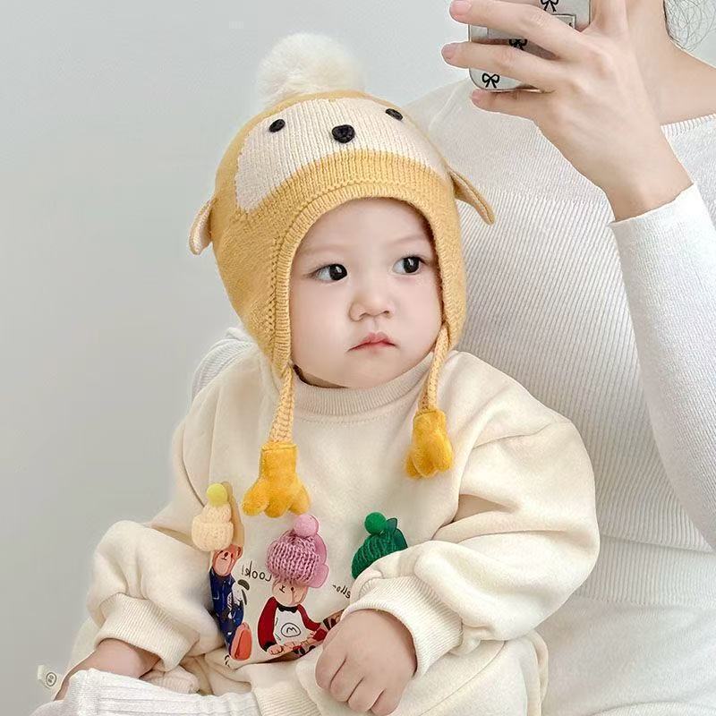 Baby Deer Plush Penguin Ear Protection Knit Hat