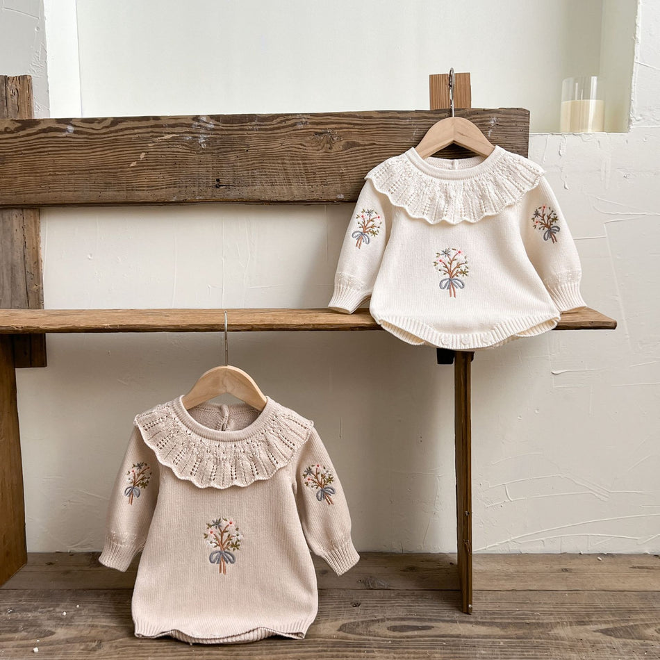 Baby Girls' Lace Collar Princess Romper Sweater