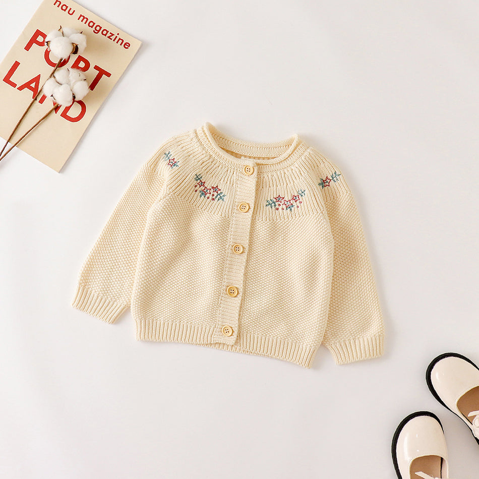 Baby Girls' Cotton Long Sleeve Knit Cardigan