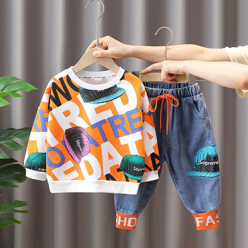 Boys’ Cotton Two-Piece Sweatshirt and Trousers Set